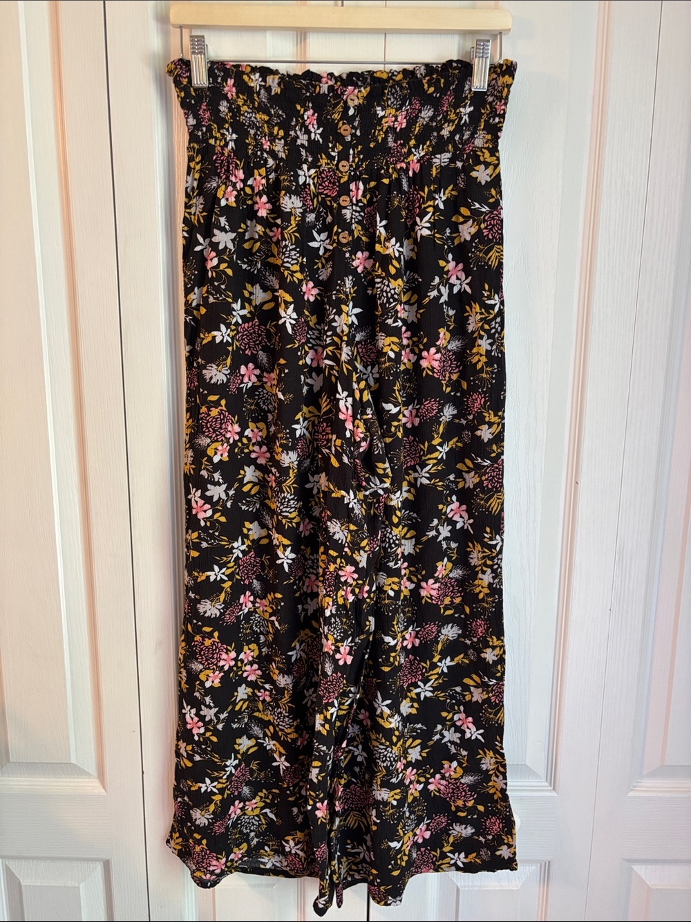 Yarn & Sea Boho Floral Wide Leg Pull On Pant. Size Large